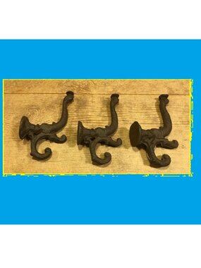 Three (3) Cast Iron Chinese Dragon / Dolphin 8" Wall Hook 0170-01204 R